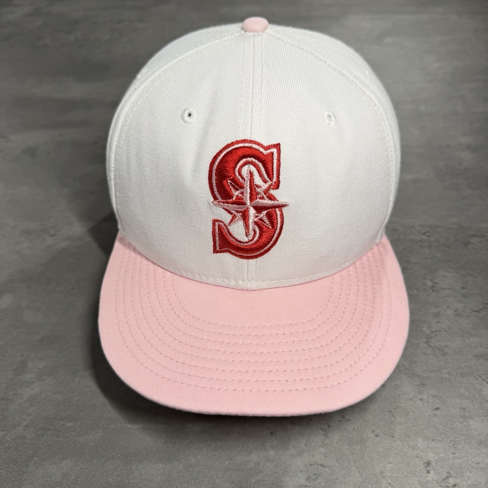 Hat Club Seattle Mariners New Era Cap 7 1/2 White Pink Cherry Red Two‎ Tone MLB